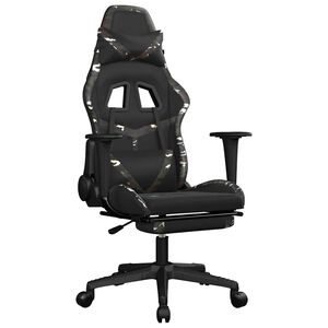 vidaXL Gamingstuhl mit Massage Fu&szlig;st&uuml;tze Schwarz Tarnfarben Kunstleder