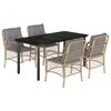 vidaXL 5-tlg. Garten-Essgruppe mit Kissen Beigemischung Poly Rattan