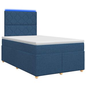 vidaXL Boxspringbett mit Matratze mit Kopfteil Blau 120 x 200 cm Stoff