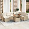 vidaXL Garten-Sofa-Set mit Speicher 9 pcs Beige Poly Rattan