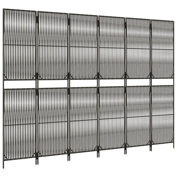 vidaXL Paravent 6-tlg. Grau Poly Rattan