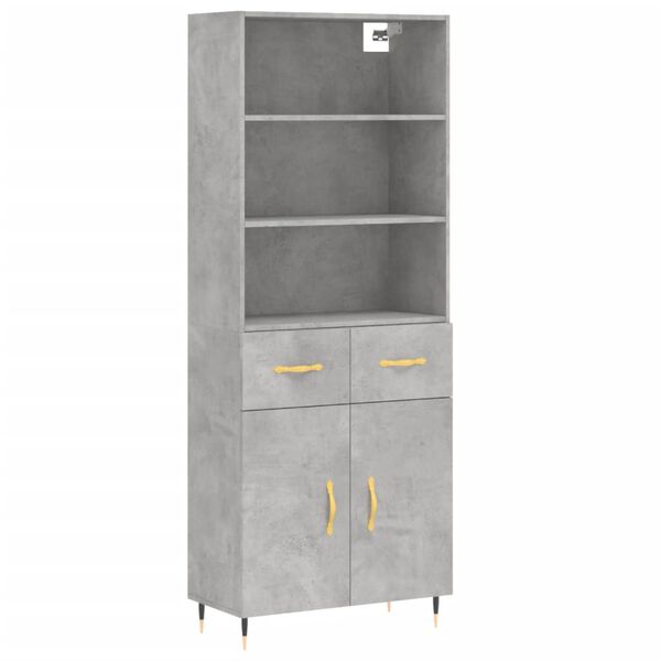 vidaXL Highboard Betongrau 69,5x34x180 cm Holzwerkstoff