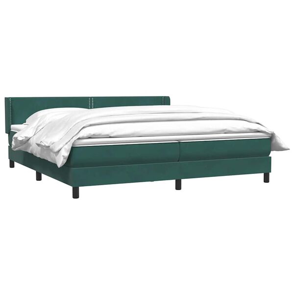 vidaXL Boxspringbett mit Matratze Dunkelgr&uuml;n 180x220 cm Samt