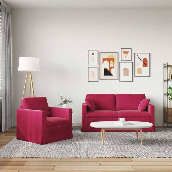 vidaXL Sofa 2 pcs Weinrot