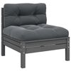 vidaXL 2-Sitzer-Gartensofa mit Kissen Grau Massivholz Kiefer