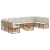 vidaXL Outdoor-Sofagarnitur 11 pcs Nat&uuml;rlich und Cremwei&szlig; Polyester