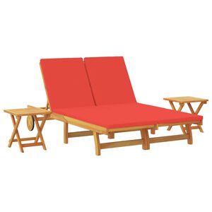 vidaXL Sonnenliege mit Kissen Rot Massivholz Akazie
