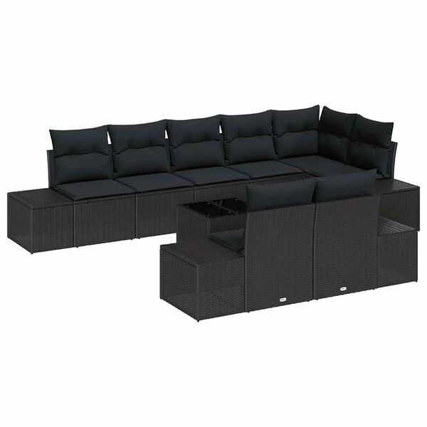 vidaXL Gartensofa-set mit Speicher Schwarz Poly Rattan