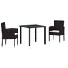 vidaXL Garten Essgruppe 3 stk. Schwarz Poly-Rattan