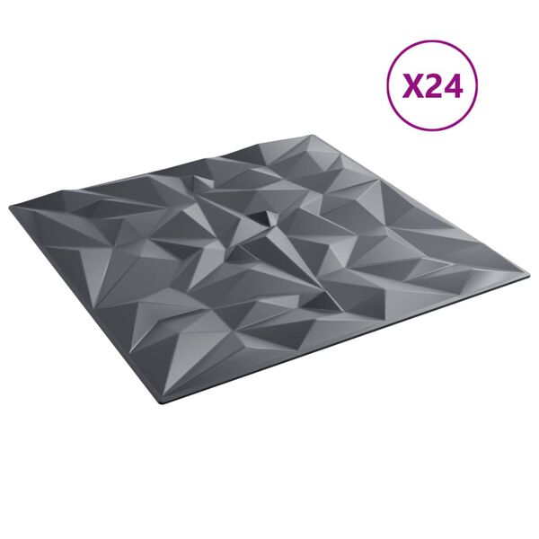 vidaXL Wandpaneele 24 Stk. Grau 50x50 cm XPS 6 m² Amethyst