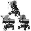 vidaXL 2-in-1 Buggy/Kinderwagen Aluminium Grau und Schwarz