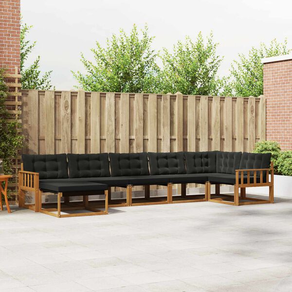 vidaXL Outdoor-Sofagarnitur mit Kissen 21 pcs Nat&uuml;rlich und Schwarz