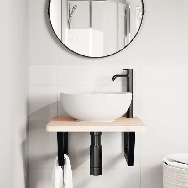 vidaXL Waschtisch-Halterungen 2 Stk. Schwarz Trapezförmig Stahl