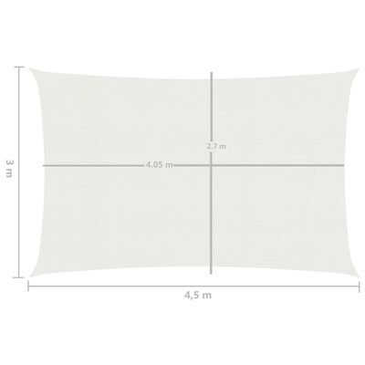vidaXL Sonnensegel 160 g/m² Weiß 3x4,5 m HDPE
