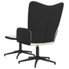 vidaXL Relaxsessel mit Hocker Cremewei&szlig; Samt und PVC