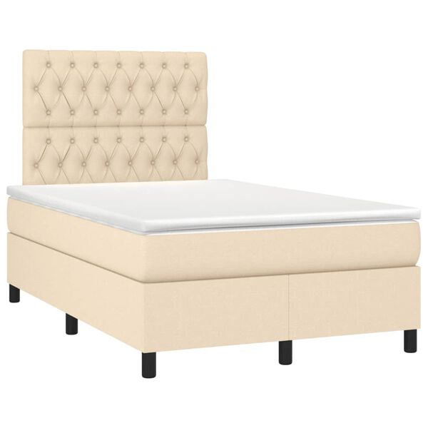 vidaXL Boxspringbett mit Matratze Creme 120x200 cm Stoff