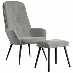vidaXL Relaxsessel mit Hocker Hellgrau Samt
