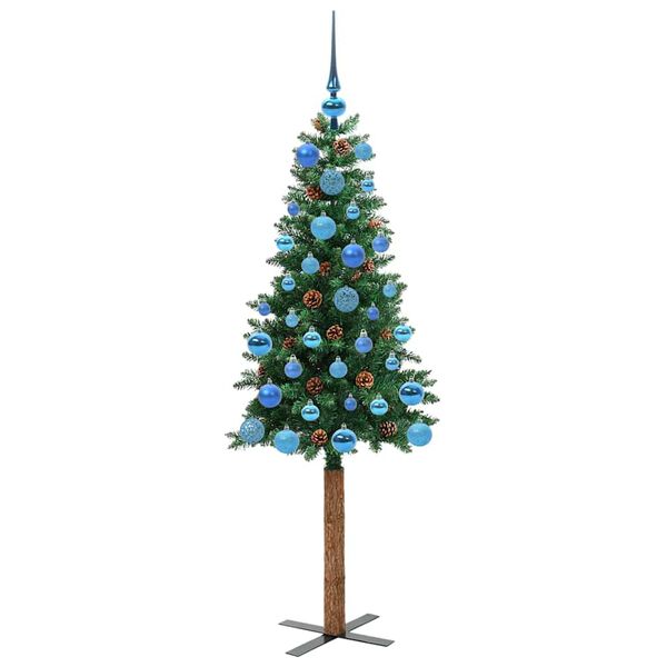 vidaXL Schlanker Weihnachtsbaum mit 150 LEDs mit St&auml;nder Gr&uuml;n 150 cm