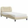 vidaXL Bett mit Matratze "Hvar" Creme 90x190 cm Stoff