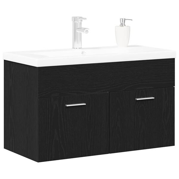 vidaXL Badezimmerschrank Schwarz Eichen-Optik 80 x 38,5 x 46 cm