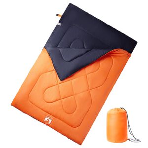 vidaXL Doppelschlafsack mit Kissen Erwachsene Camping 3-4 Jahreszeiten