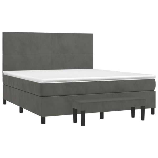 vidaXL Boxspringbett mit Matratze Dunkelgrau 160x200 cm Samt