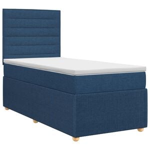 vidaXL Boxspringbett mit Matratze mit Kopfteil Blau 80 x 200 cm Stoff