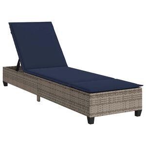 vidaXL Sonnenliege mit Auflagen Grau 55x200x25,5cm Poly Rattan
