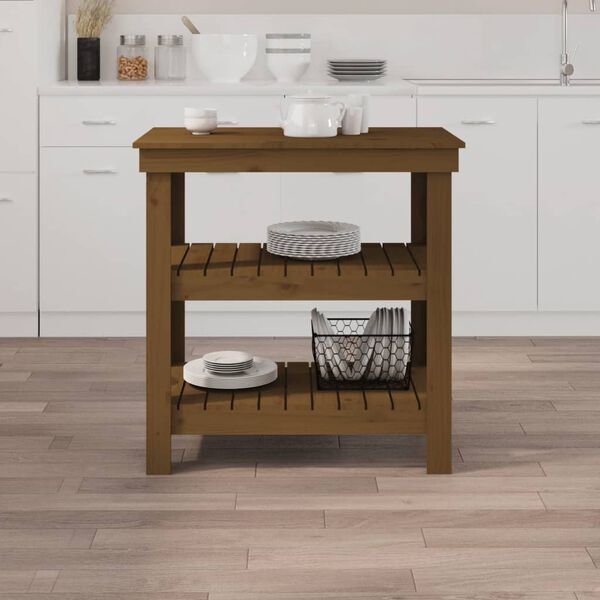 vidaXL Werkbank Honigbraun 78,5x50x80 cm Massivholz Kiefer