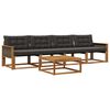 vidaXL Outdoor-Sofagarnitur mit Kissen 5 pcs Nat&uuml;rlich und Schwarz