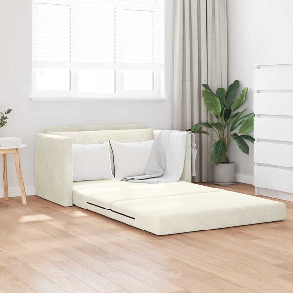 vidaXL Schlafsofa 110cm Creme Samt