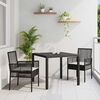 vidaXL Garten Essgruppe 3 pcs Schwarz Poly-Rattan