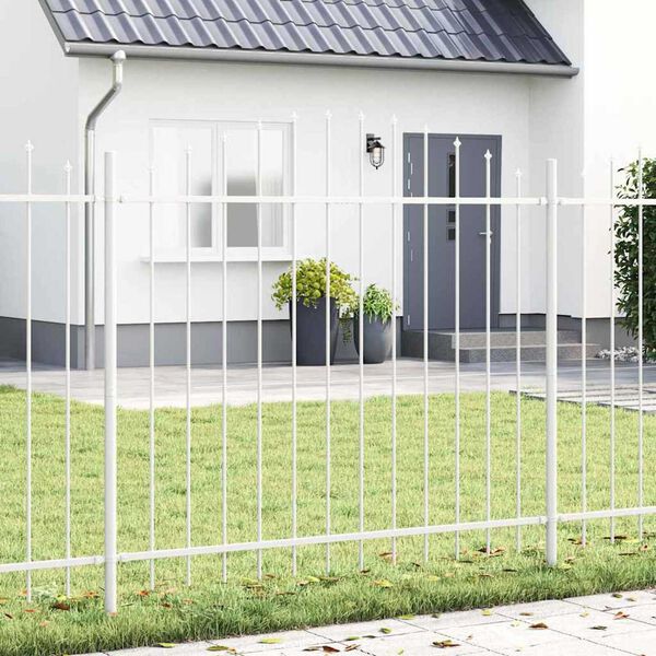 vidaXL Gartenzaun 5 pcs Wei&szlig; 170 x 190 cm Pulverbeschichteter Stahl