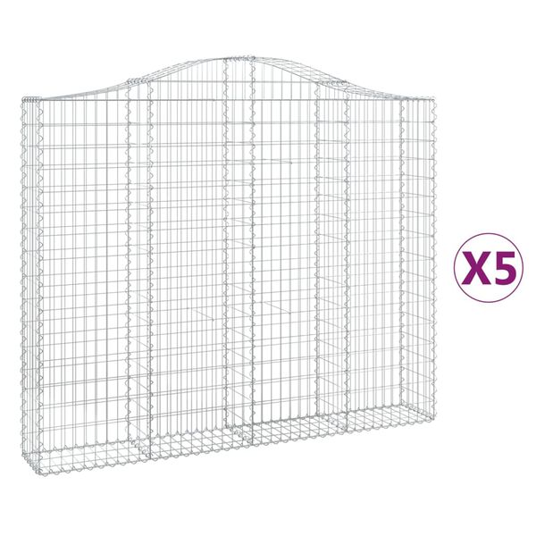 vidaXL Gabionen mit Hochbogen 5 Stk. 200x30x160/180cm Verzinktes Eisen