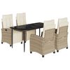 vidaXL 5-tlg. Garten-Essgruppe mit Kissen Beige Poly Rattan