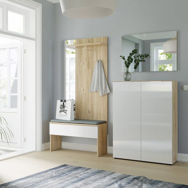 Germania Schuhbank GW-Avino 38x92x51 cm Navarra-Eiche und Wei&szlig;