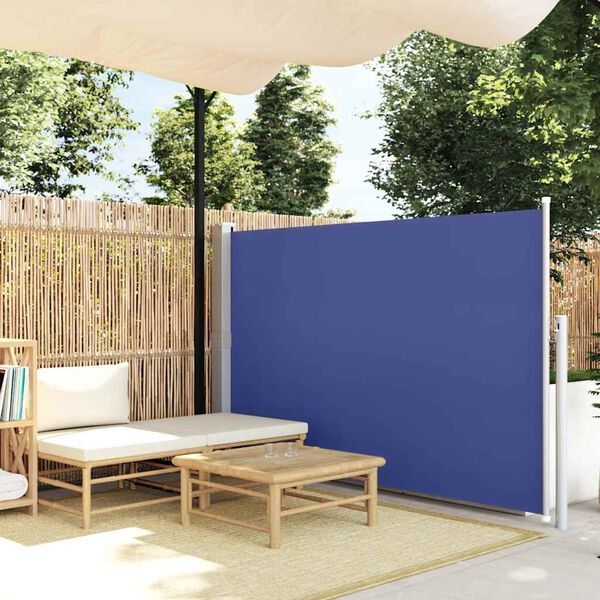 vidaXL Ausziehbare Seitenmarkise 140×500 cm Blau