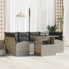 vidaXL Garten-Sofa-Set mit Kissen 7 pcs Hellgrau Poly Rattan