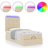 vidaXL Ottoman-Bett mit Matratze & LEDs Creme 90x190 cm Stoff