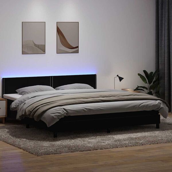 vidaXL Boxspringbett mit Matratze & LED Schwarz 200x210 cm Samt