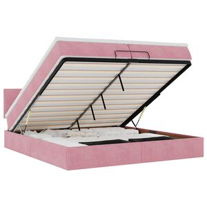 vidaXL Ottoman-Bett mit Matratzen & LEDs Rosa 200x200 cm Samt