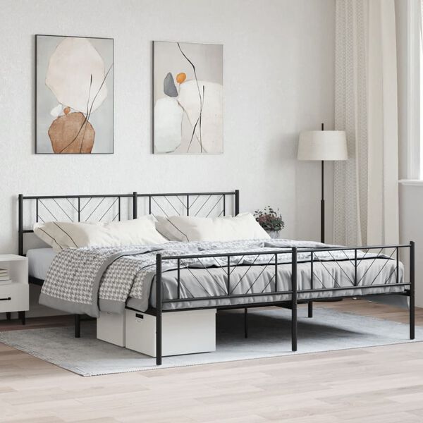 vidaXL Metallbett ohne Matratze mit Fußteil Schwarz 180x200 cm