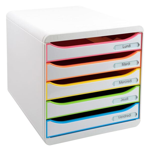 Exacompta Big-Box Plus Schubladenbox Black Office mit 5 Laden Wei&szlig;