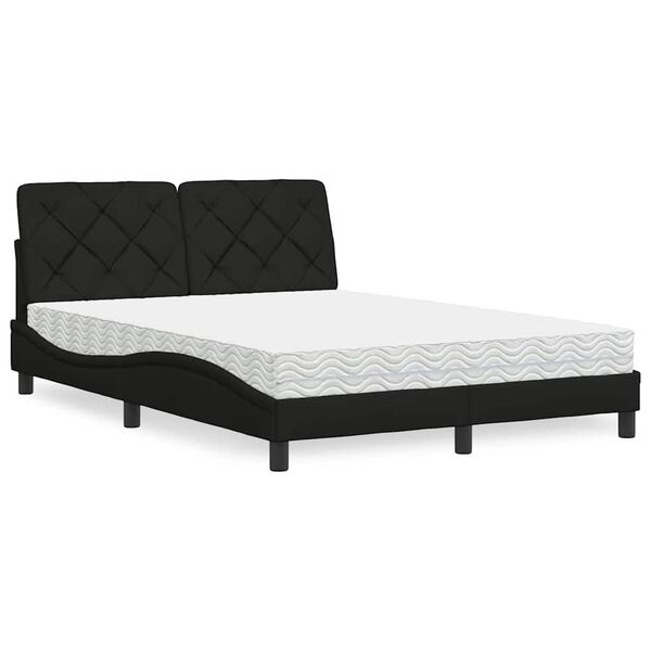 vidaXL Bett mit Matratze Schwarz 120x200 cm Stoff