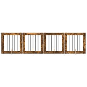 vidaXL Hundetor mit St&auml;ndern 4 pcs Ger&auml;ucherte Eiche 80 x 80 cm