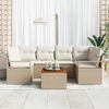 vidaXL Gartensofa-set mit Speicher 7 pcs Beige und Creme Poly-Rattan