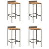 vidaXL Barhocker 4 Stk. Grau Poly Rattan und Massivholz Akazie