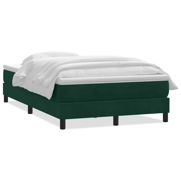 vidaXL Boxspringbett mit Matratze Dunkelgr&uuml;n 120x210 cm Samt