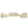 vidaXL 3-tlg. Sofagarnitur mit Kissen Creme Stoff