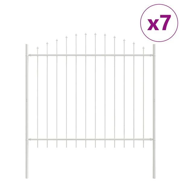 vidaXL Gartenzaun 7 pcs Wei&szlig; 170 x 165 cm Pulverbeschichteter Stahl